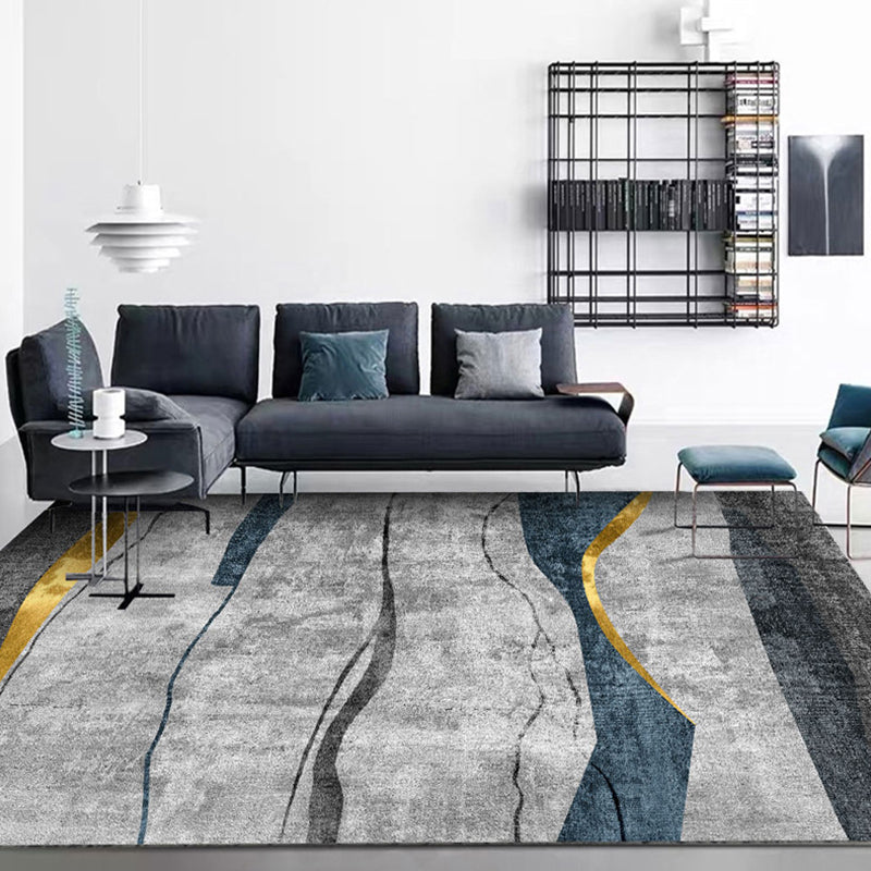 Avtoit | Simple Geometric Print Rug Multi-Colored Modern Carpet Polypropylene Non-Slip Backing Stain Resistant Washable Rug for Home