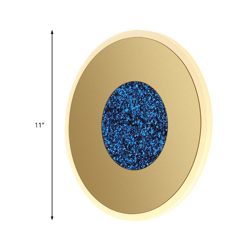 Avtoit | Blue and Brass Disk LED Wall Light Modernist 8"/11" Dia Wall Mount Lamp with Acrylic Shade