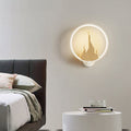 Avtoit | Acrylic Halo Ring LED Wall Light Modern Wall Mounted Lamp in Black/White with Mountain Pattern, Warm Light