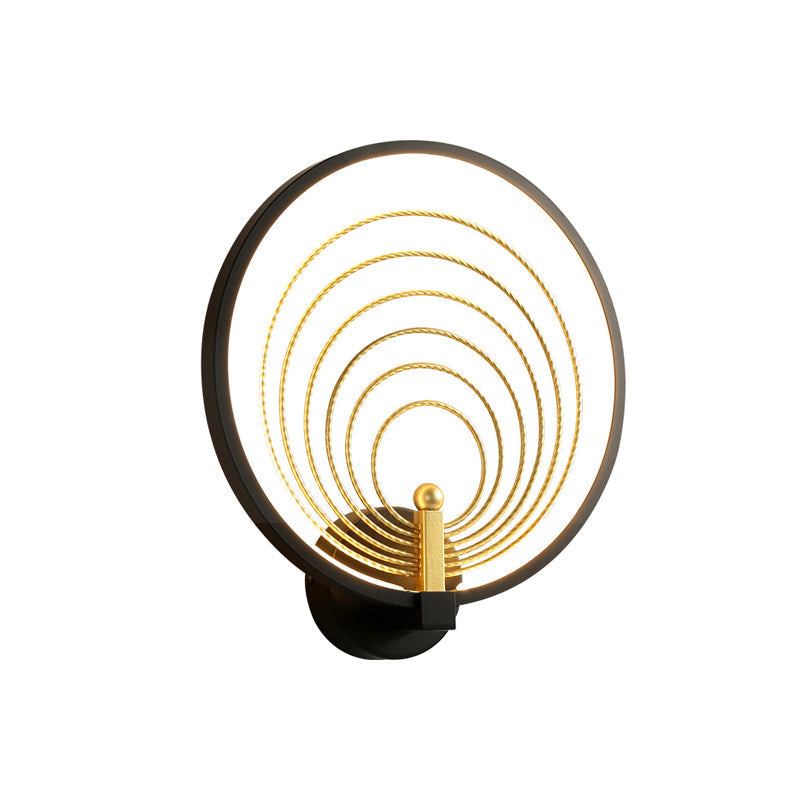Avtoit | Bedroom LED Wall Light Black/White Nightstand Wall Light with Halo Ring Acrylic Shade
