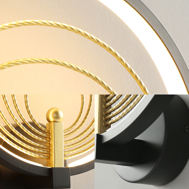 Avtoit | Bedroom LED Wall Light Black/White Nightstand Wall Light with Halo Ring Acrylic Shade