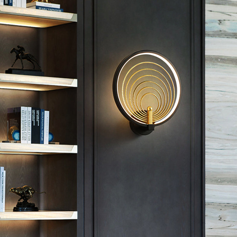 Avtoit | Bedroom LED Wall Light Black/White Nightstand Wall Light with Halo Ring Acrylic Shade