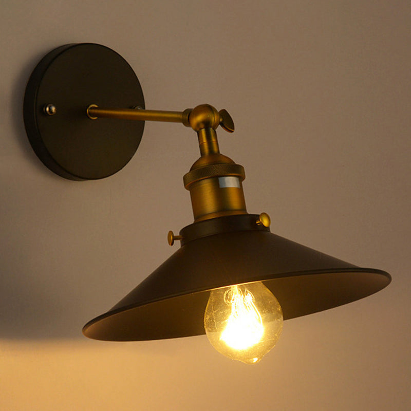 Avtoit | Cone-shaped metal wall lighting antique 1-light hallway wall-mounted light in black