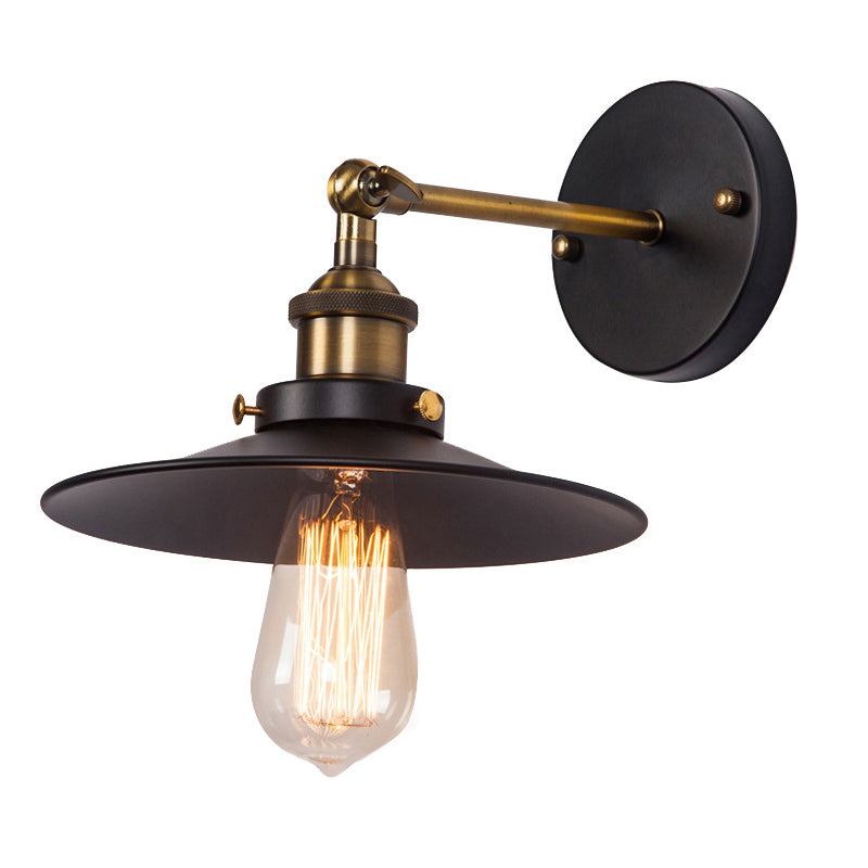 Avtoit | Cone-shaped metal wall lighting antique 1-light hallway wall-mounted light in black