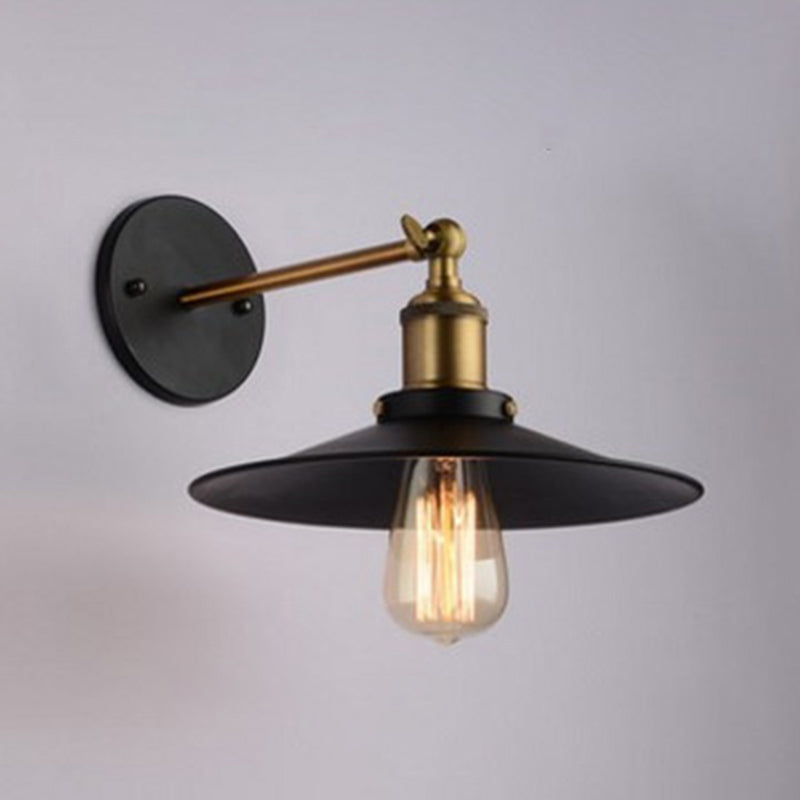 Avtoit | Cone-shaped metal wall lighting antique 1-light hallway wall-mounted light in black