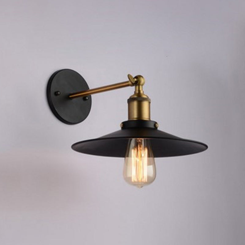 Avtoit | Cone-shaped metal wall lighting antique 1-light hallway wall-mounted light in black