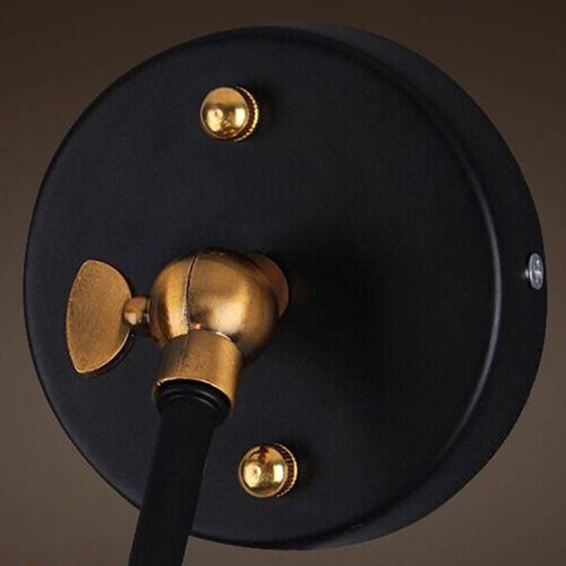 Avtoit | Black Umbrella Shade Folding Wall Lamp Retro Style Single Bulb Restaurant Wall Lighting Fixture