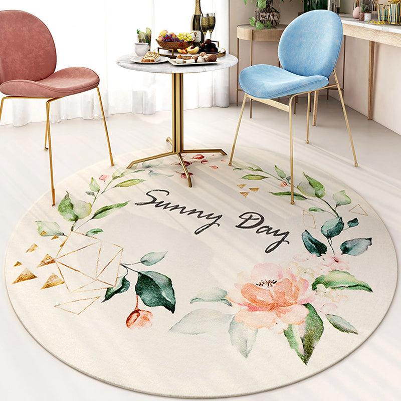 Avtoit | Cute Kids Room Carpet Multi color Plant Printed Area Rug Polyester Non-Slip Rug Machine Washable Carpet