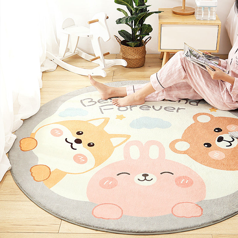 Avtoit | Cute Animal Pattern Rug Multi-Color Synthetic Rug Anti-Slip Back Washable Rug for Kids Room