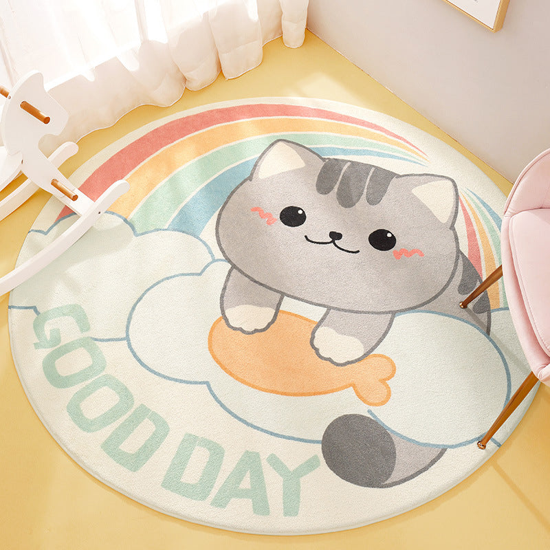 Avtoit | Cute Animal Pattern Rug Multi-Color Synthetic Rug Anti-Slip Back Washable Rug for Kids Room