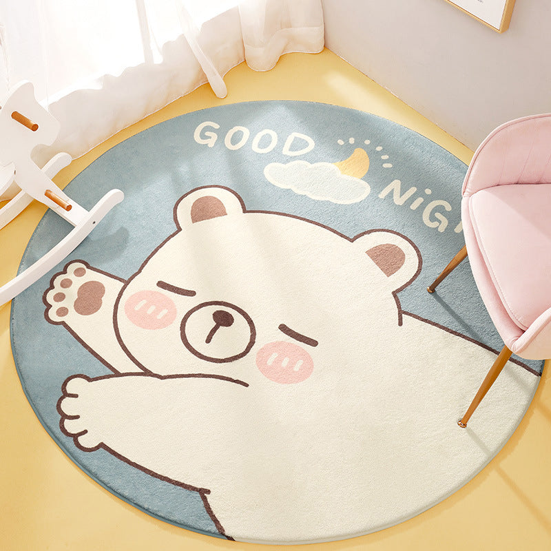 Avtoit | Cute Animal Pattern Rug Multi-Color Synthetic Rug Anti-Slip Back Washable Rug for Kids Room