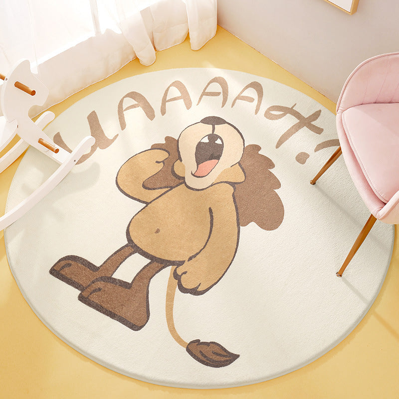 Avtoit | Cute Animal Pattern Rug Multi-Color Synthetic Rug Anti-Slip Back Washable Rug for Kids Room