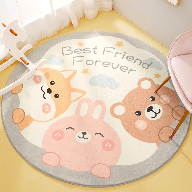 Avtoit | Cute Animal Pattern Rug Multi-Color Synthetic Rug Anti-Slip Back Washable Rug for Kids Room