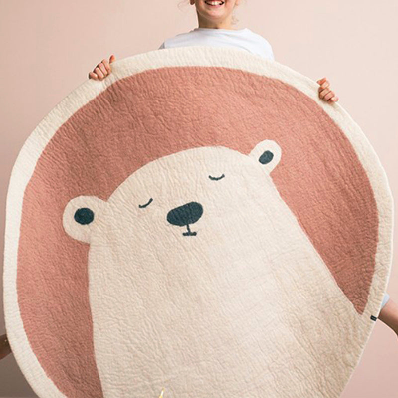 Avtoit | Multi-colored Kids Room Carpet Relaxing Animal Print Area Rug Cotton Blend Non-Slip Back Indoor Rug