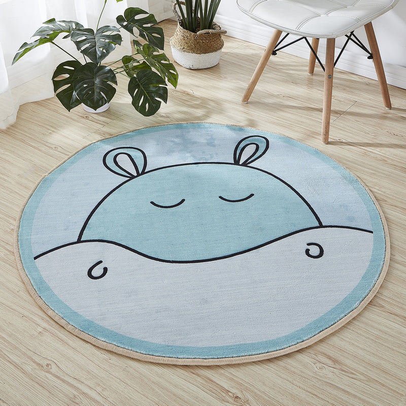Avtoit | Beautiful Cartoon Printed Rug Multicolor Cotton Blend Indoor Rug Non-Slip Back Easy Care Rug with Border for the Room