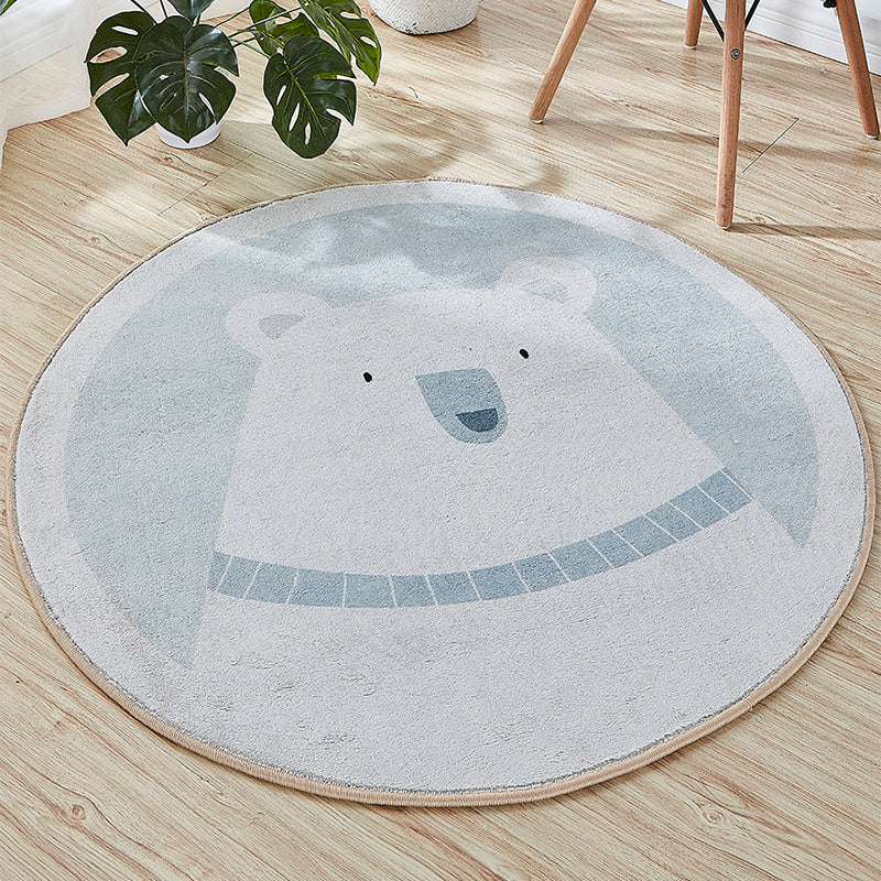 Avtoit | Beautiful Cartoon Printed Rug Multicolor Cotton Blend Indoor Rug Non-Slip Back Easy Care Rug with Border for the Room