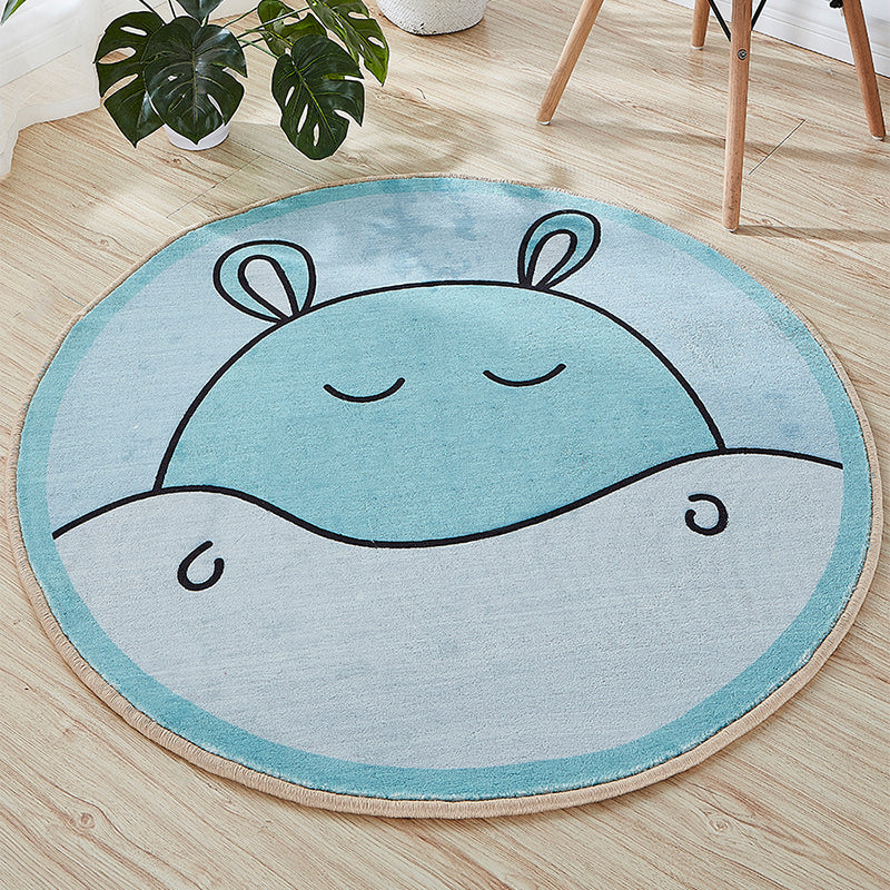 Avtoit | Beautiful Cartoon Printed Rug Multicolor Cotton Blend Indoor Rug Non-Slip Back Easy Care Rug with Border for the Room