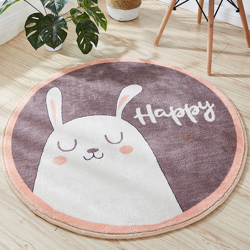 Avtoit | Beautiful Cartoon Printed Rug Multicolor Cotton Blend Indoor Rug Non-Slip Back Easy Care Rug with Border for the Room