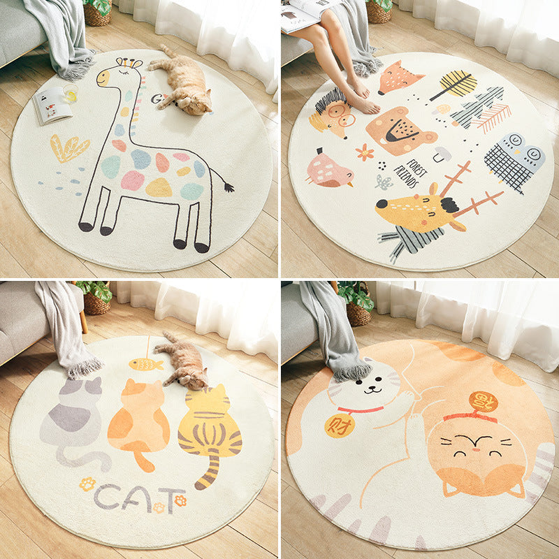 Avtoit | Multicolored Kids Carpet Novelty Cartoon Animal Pattern Rug Polyester Non-Slip Back Machine Washable Rug