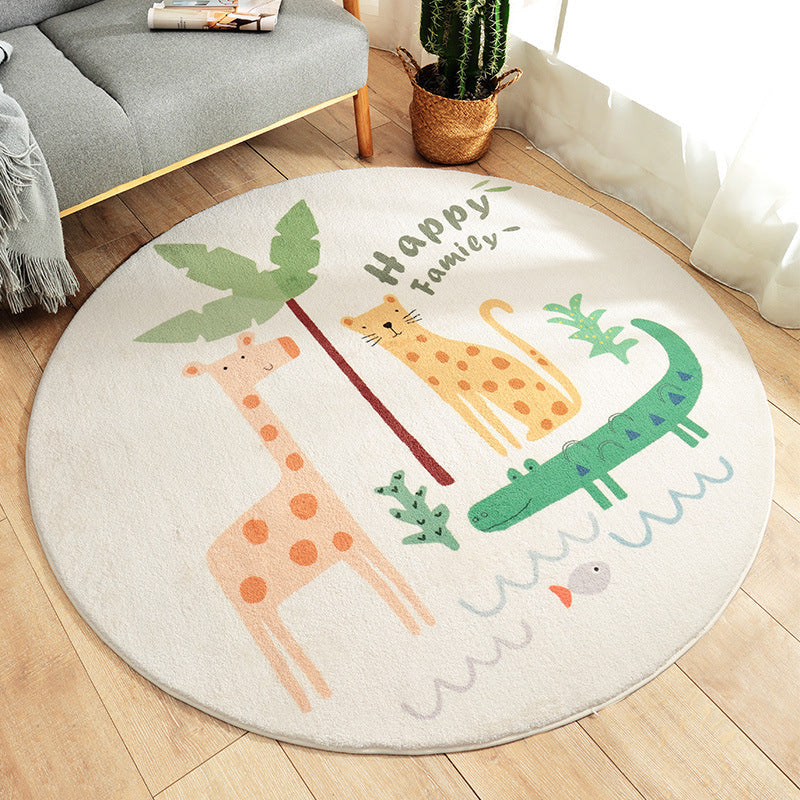 Avtoit | Multicolored Kids Carpet Novelty Cartoon Animal Pattern Rug Polyester Non-Slip Back Machine Washable Rug