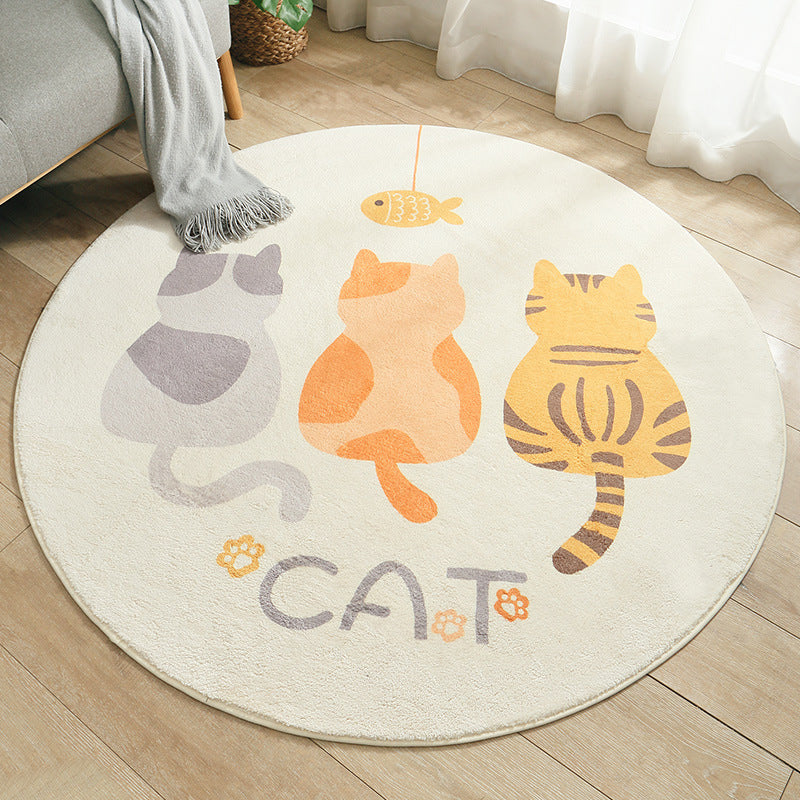 Avtoit | Multicolored Kids Carpet Novelty Cartoon Animal Pattern Rug Polyester Non-Slip Back Machine Washable Rug