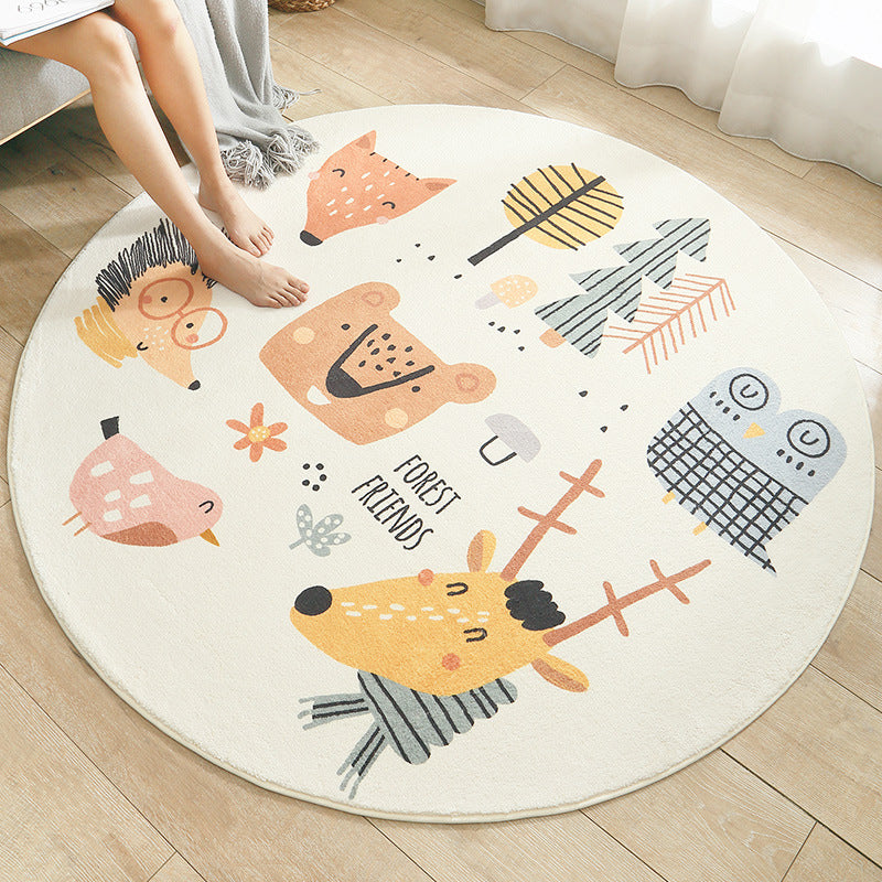 Avtoit | Multicolored Kids Carpet Novelty Cartoon Animal Pattern Rug Polyester Non-Slip Back Machine Washable Rug