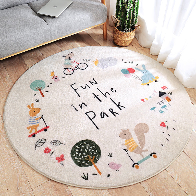 Avtoit | Multicolored Kids Carpet Novelty Cartoon Animal Pattern Rug Polyester Non-Slip Back Machine Washable Rug