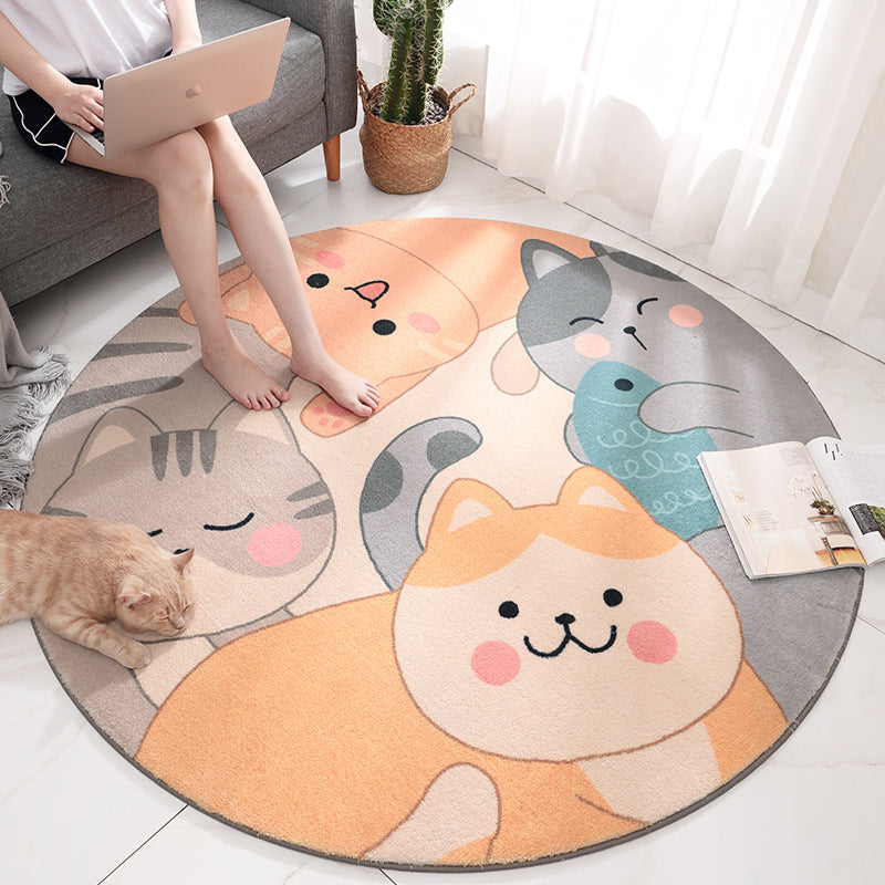 Avtoit | Beautiful Cartoon Printed Carpet Multi-Colored Lambswool Area Rug Washable Non-Slip Area Rug for Children's Room