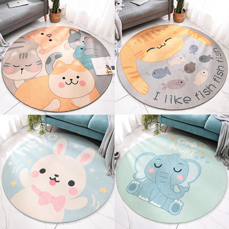 Avtoit | Beautiful Cartoon Printed Carpet Multi-Colored Lambswool Area Rug Washable Non-Slip Area Rug for Children's Room