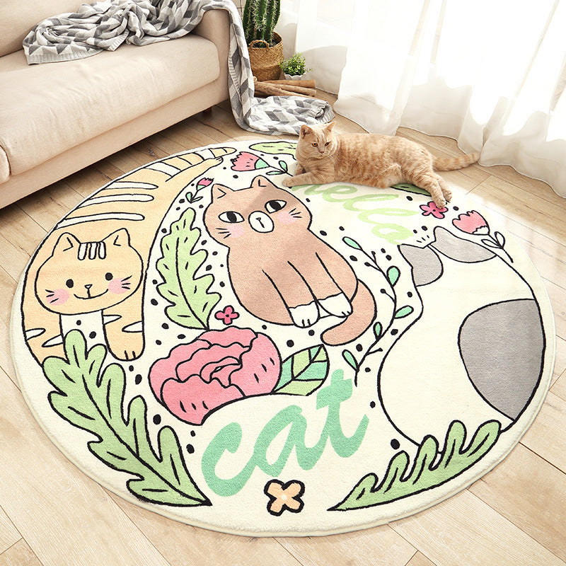 Avtoit | Beautiful Cartoon Printed Carpet Multi-Colored Lambswool Area Rug Washable Non-Slip Area Rug for Children's Room