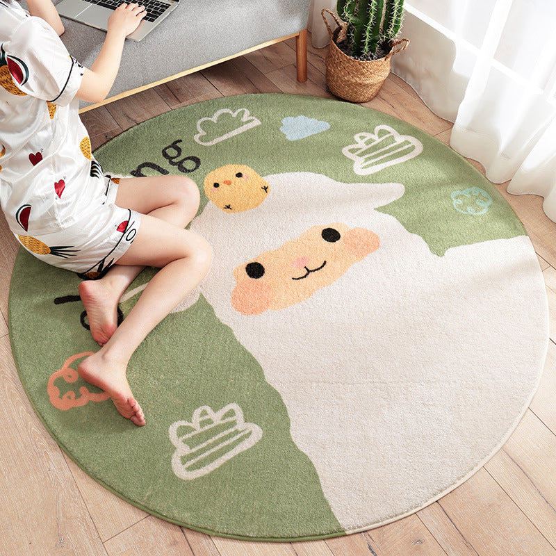 Avtoit | Beautiful Cartoon Printed Carpet Multi-Colored Lambswool Area Rug Washable Non-Slip Area Rug for Children's Room