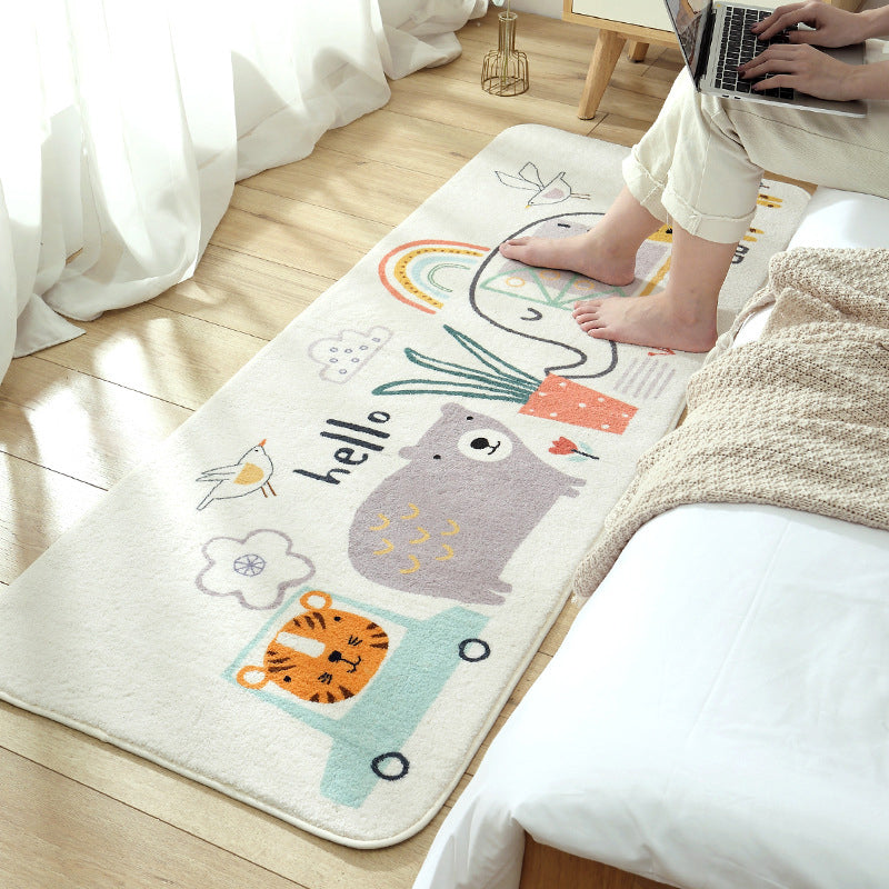 Avtoit | Casual Living Room Rug Multicolored Cartoon Plant Pattern Rug Synthetic Pet-Friendly Non-Slip Rug
