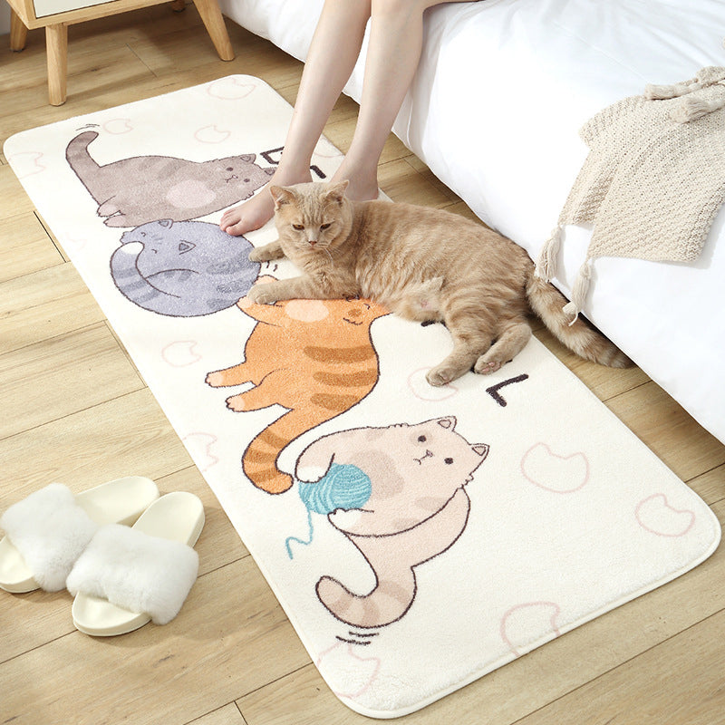 Avtoit | Casual Living Room Rug Multicolored Cartoon Plant Pattern Rug Synthetic Pet-Friendly Non-Slip Rug