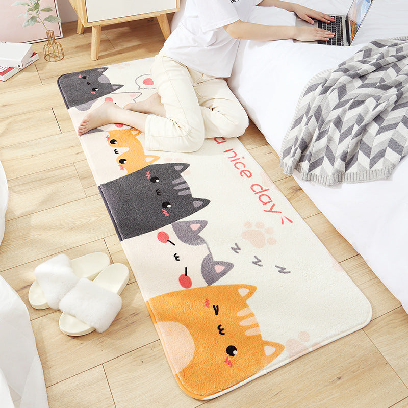 Avtoit | Casual Living Room Rug Multicolored Cartoon Plant Pattern Rug Synthetic Pet-Friendly Non-Slip Rug