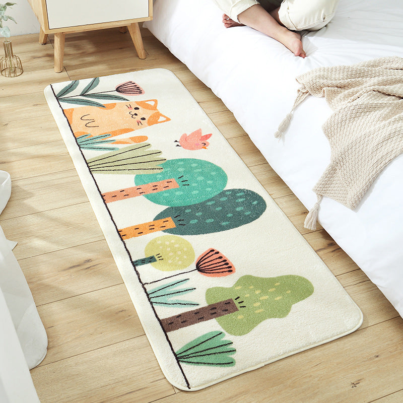 Avtoit | Casual Living Room Rug Multicolored Cartoon Plant Pattern Rug Synthetic Pet-Friendly Non-Slip Rug