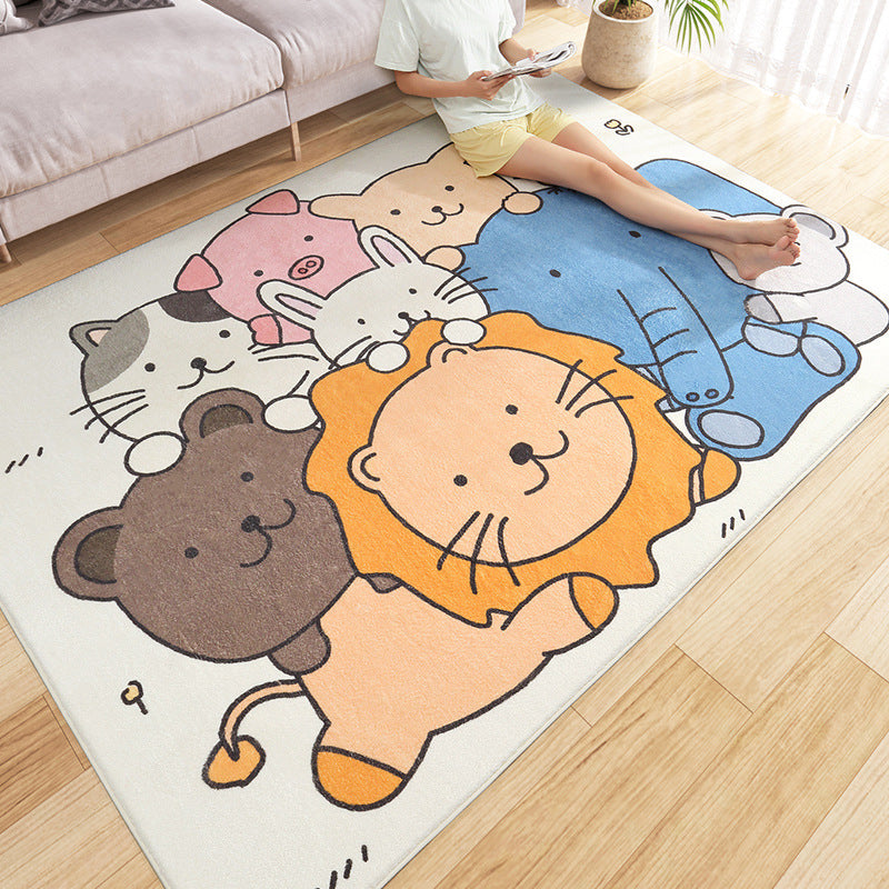 Avtoit | Multicolored Bedroom Rug Relaxing Animal Pattern Rug Synthetic Stain Resistant Non-Slip Indoor Rug