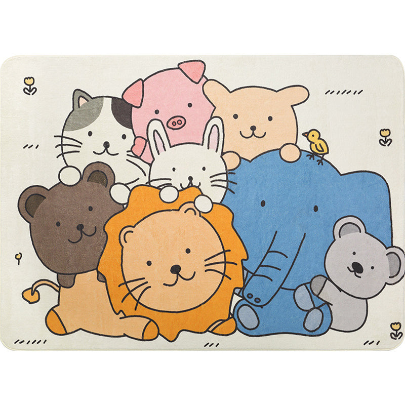 Avtoit | Multicolored Bedroom Rug Relaxing Animal Pattern Rug Synthetic Stain Resistant Non-Slip Indoor Rug