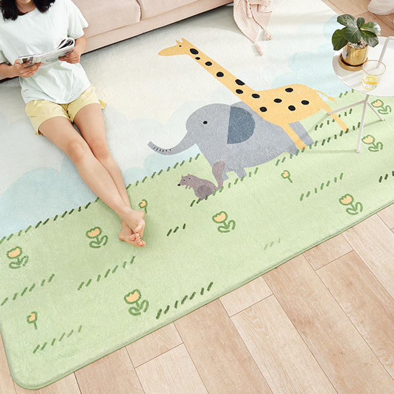 Avtoit | Multicolored Bedroom Rug Relaxing Animal Pattern Rug Synthetic Stain Resistant Non-Slip Indoor Rug