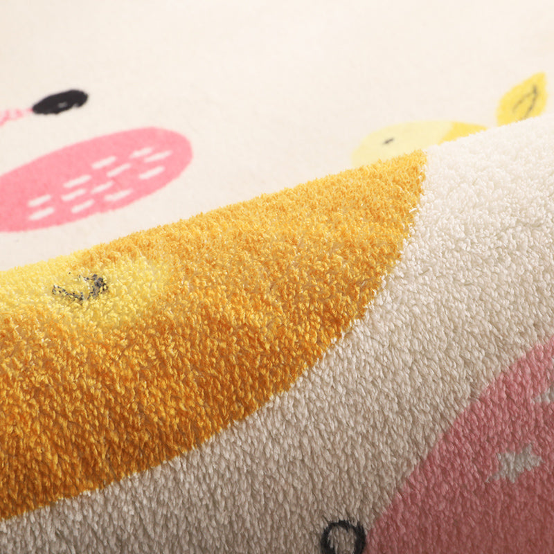Avtoit | Natural Cartoon Animal Rug Multicolored Cotton Blend Rug Pet Friendly Washable Indoor Carpet for Children's Room