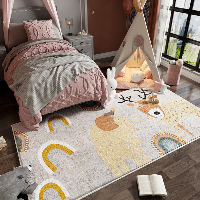 Avtoit | Colorful Children's Room Carpet Calming Abstract Print Carpet Cotton Blend Pet-Friendly Rug