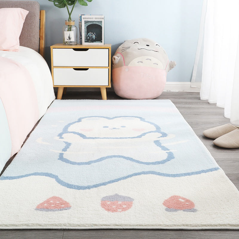 Avtoit | Relaxing Cartoon Bear Print Rug Multicolored Cotton Blend Rug Machine Washable Pet-Friendly Rug for Kids Room