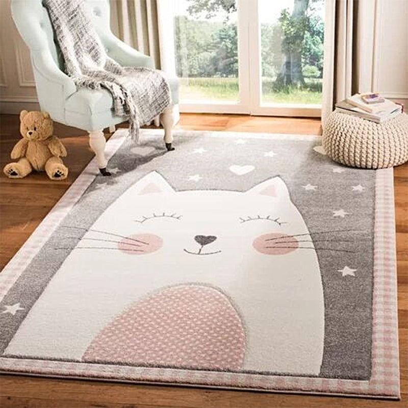 Avtoit | Simple Children's Room Carpet Multicolored Cartoon Animal Area Rug Cotton Blend Pet Friendly Washable Rug