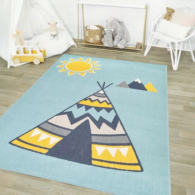 Avtoit | Simple Children's Room Carpet Multicolored Cartoon Animal Area Rug Cotton Blend Pet Friendly Washable Rug
