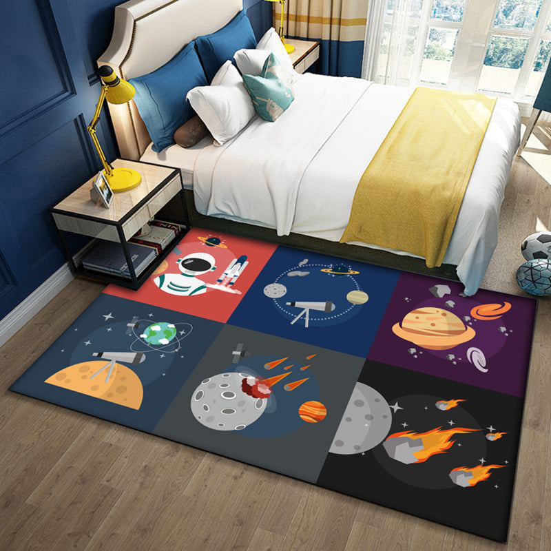 Avtoit | Multi-Color Children's Room Rug Cute Cartoon Animal Print Rug Polyester Pet-Friendly Easy Care Area Rug