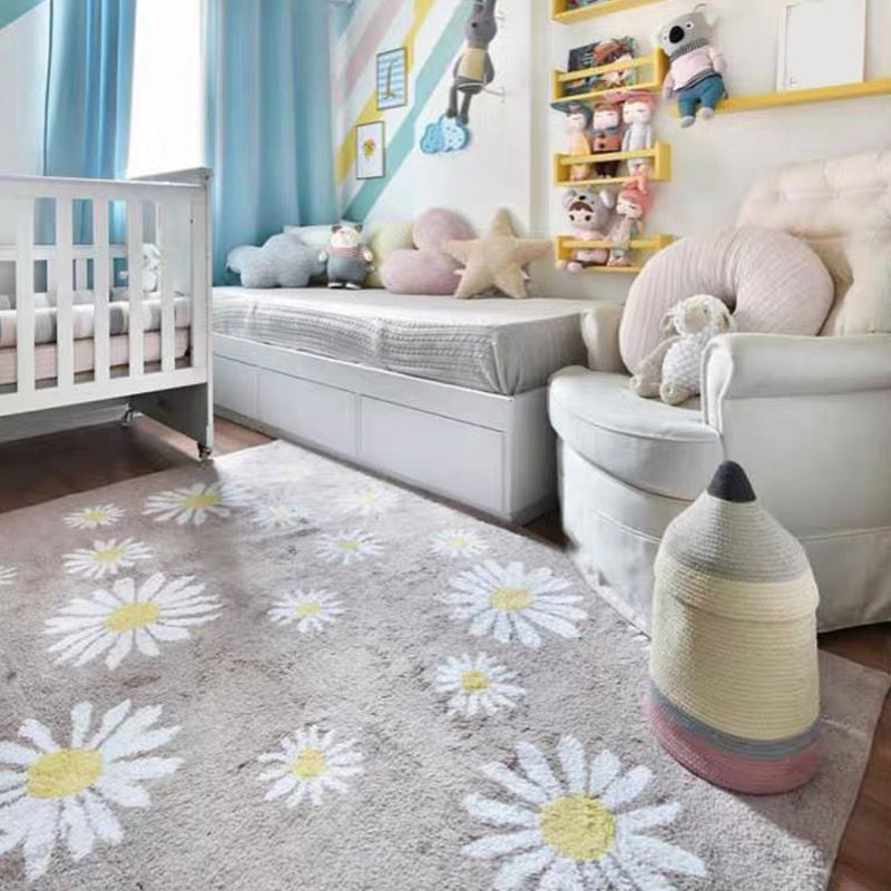 Avtoit | Colorful Kids Room Rug Comfort Polka Dot Print Rug Cotton Blend Pet Friendly Washable Rug