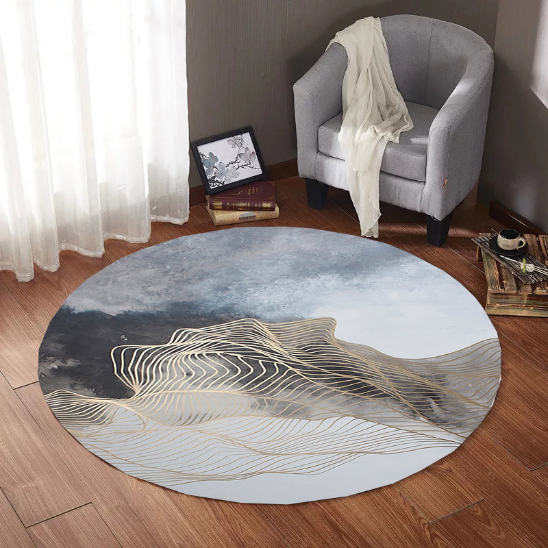 Avtoit | Creative Abstract Printed Area Rug Multicolor Synthetic Carpet Non-Slip Back Stain Resistant Rug for Bedroom
