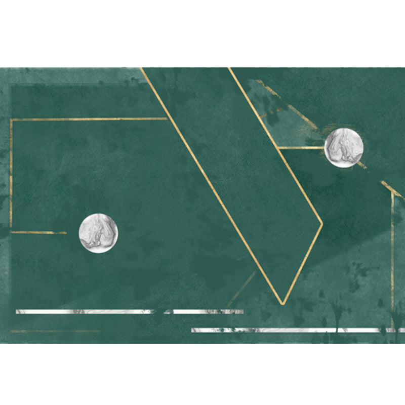 Avtoit | Novelty Geometric Pattern Rug Green Polypropylene Rug Stain Resistant Non-Slip Rug for Room Decor