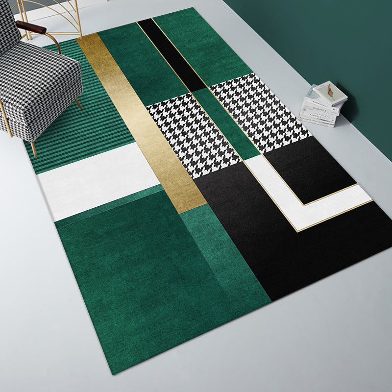 Avtoit | Multi-Color Bedroom Rug Nordic Geometric Printed Rug Cotton Blend Non-Slip Backing Easy Care Rug