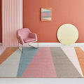 Avtoit | Multi-Color Bedroom Rug Nordic Geometric Printed Rug Cotton Blend Non-Slip Backing Easy Care Rug