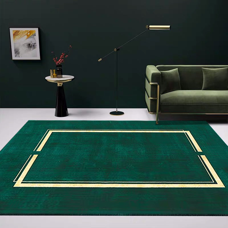 Avtoit | Blackgreen Living Room Carpet Trendy Geometric Pattern Area Carpet Cotton Blend Pet Friendly Carpet